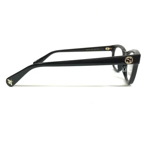 Gucci Eyeglasses Frames GG0372O 005 Shiny Black Round Cat Eye Full Rim 48-17-140
